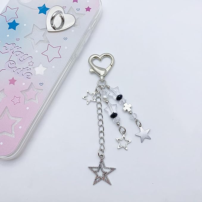 Cute Keychain Aesthetic Y2K Keychain Accessories Heart Butterfly Strawberry Bear Key Chain for Keys Bags Women Gifts