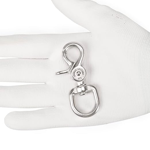 SHONAN 2.65" Trigger Snap Hooks, Marine Grade Stainless Steel 316 Swivel Trigger Snaps, 100 Lbs Capacity Scissor Snaps, 2 Pack Lobster Claw Clips for Flag Pole, Dog Leash, Camera Straps, and Cages