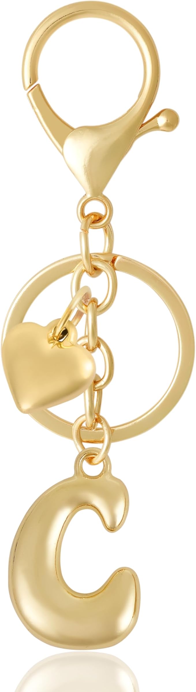 Heart Bubble Letter Keychain for Women, Girls - Cute Keychain with Initial - Alphabet Keychain for Bag Charm, Handbag