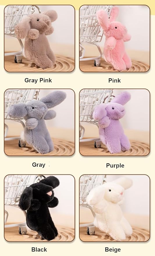 Cute Bunny Plush Keychain, 3.5" Inch Bag Charms for Handbags Backpack Purse Pendant Gift for Women