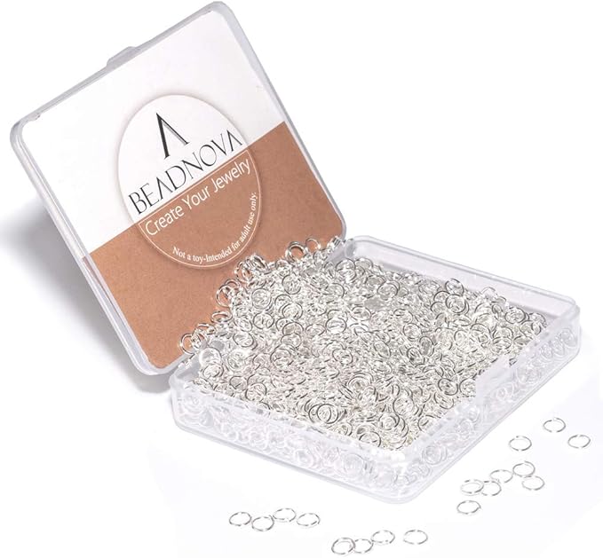 BEADNOVA 5mm Jump Rings for Jewelry Making Silver Open Jump Rings for Earrings and Keychains (1200Pcs)