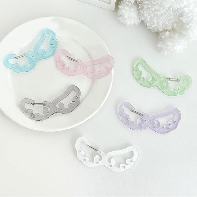 Wing/Star Shape Carabiner Hook Clips Lovely Phone Pendant Charm Acrylic Buckle Keychain For Backpack Handbag Gifts Outdoor Keyring Hook
