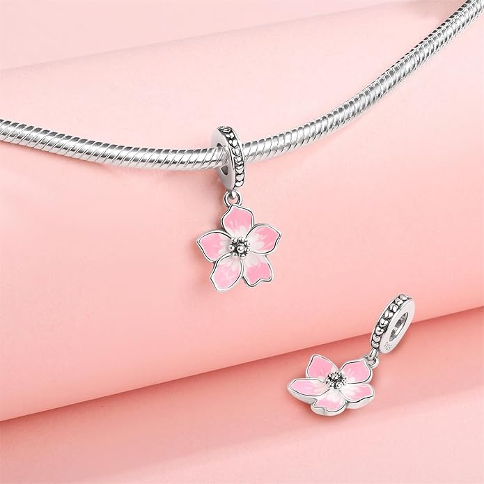 HONGRUI 925 Sterling Silver Charm for Bracelets Necklace Fashion Heart Bow Flower Family Butterfly Pendant Bead Charm for Women Festival jewelry gifts