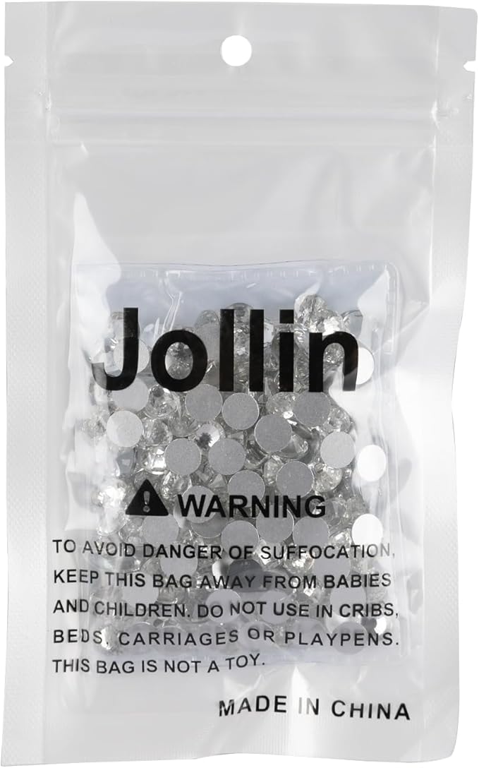 Jollin 288pcs Glue Fix Crystal Flatback Rhinestones Glass Diamantes Gems for Nail Art Crafts Decorations Clothes Shoes 7.2mm (ss34, Crystal)