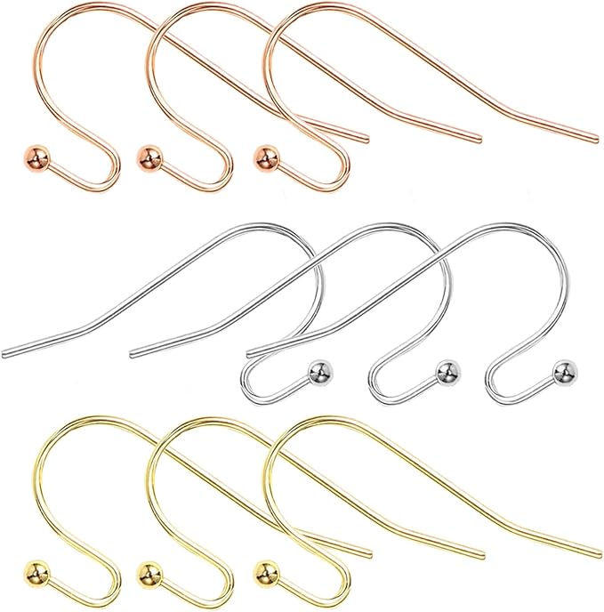 Rose Gold Earring Hooks - 630 pcs Earring Making kit with 14k Gold Hypoallergenic Earring Hooks, Jump Rings and Clear Rubber Earring Backs for DIY Jewelry Making