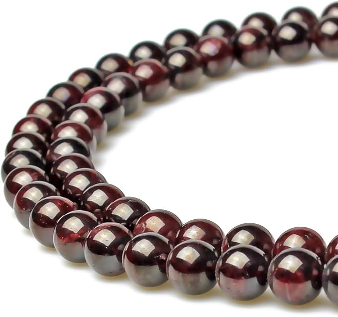 MJDCB Natural Stone Beads Garnet Round Loose Beads for Jewelry Making DIY Bracelet Necklace (4mm)