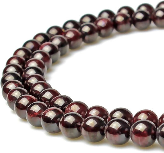 MJDCB Natural Stone Beads Garnet Round Loose Beads for Jewelry Making DIY Bracelet Necklace (6mm)