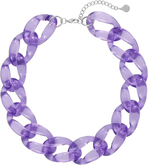 Firstmeet Chunky Acrylic Necklace Smooth Chain Link Cool Statement Choker Cuban Style Jewelry Gift for Women