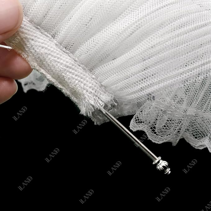 iLAND Miniature Dollhouse Accessories on 1/12 Scale, Dollhouse Curtains Set of Multi-Layered Lace & Tulle Curtains 2pcs