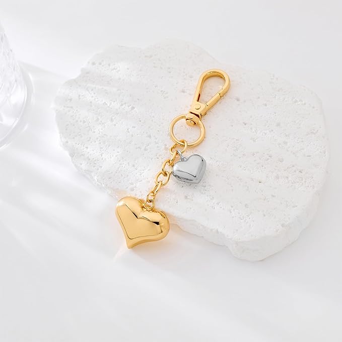 Heart KeyChain for Women Bagchain Gold Silver Fashion Keychains Accessories