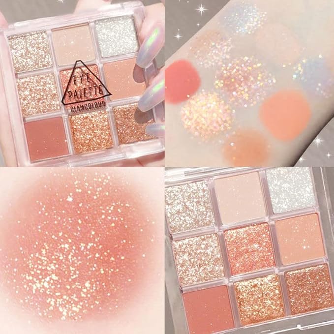 Kayswang 9 colors glitter eyeshadow palette makeup palette matte high pigment color cream texture natural eye shadow powder eye shadow palette in autumn and winter long lasting & waterproof (blue)