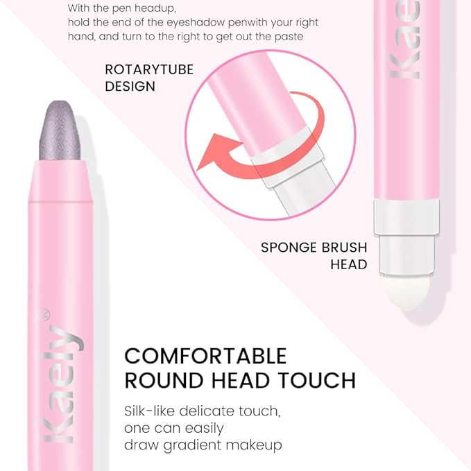Kaely 2in1 Cream Eye Shadow Brightener Sticks for Eyes, Pencil Eyeshadow Applicator Stick Waterproof Pigmented, Eye Shadow Palette Highlighter Makeup, sombras para ojos, 24 Smoky Amethyst Shimmer