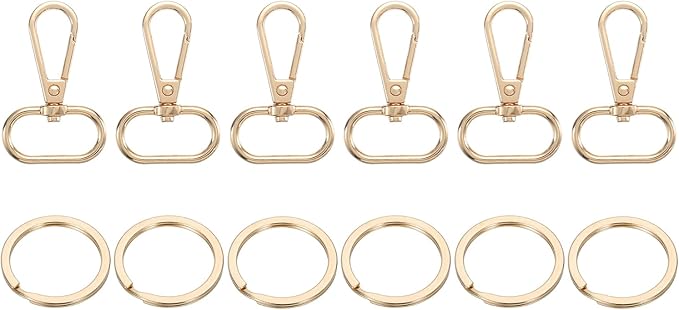 uxcell 12 Pcs Swivel Clasp Hook, 0.98" Purse Snap Clasps Detachable for Bag, Dark Gold