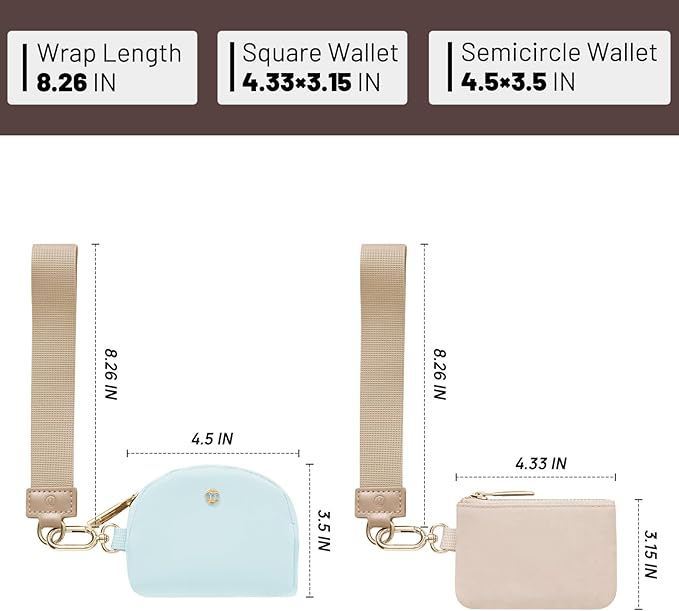 Keychain Wallet Mini Zip Around Wristlet Wallets for Women Detachable Dual Pouch Wristlet Portable Coin Purse Small Wallets