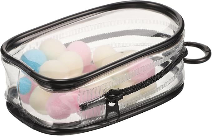 Toyvian Clear Figure Display Bag with Keychain, Portable Dustproof Mini Doll Pouch Carrying Case, Hanging Blinds Box Organizer Keychain Pouch Charms for Collectibles