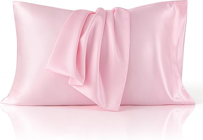 Bedsure Satin Pillowcase for Hair and Skin Queen, Similar to Silk Pillow Cases, Valentine Pillow Covers Set of 2 with Envelope Closure, Pink Room Decor Essentials, Gifts for Women Girls 20x30 Inches