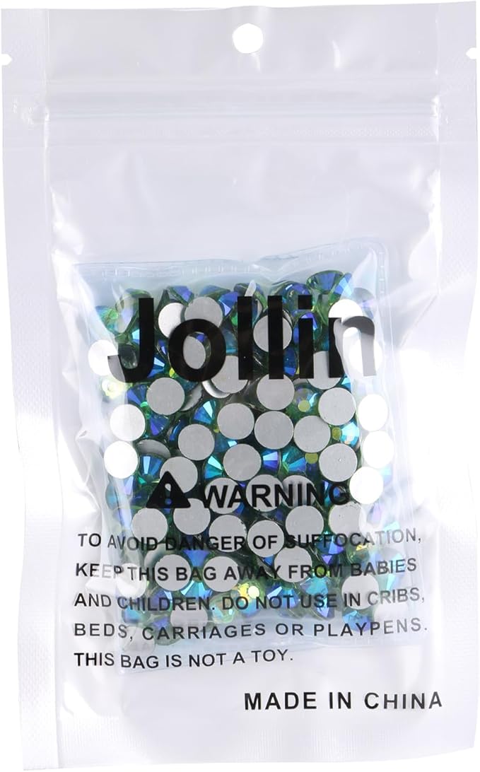 Jollin 288pcs Flatback Rhinestones Glue Fix Crystal Glass Diamantes Gems for Crafting Nail Art Crafts Decorations Clothes Shoes 7.2 mm (ss34, Light-Green AB)