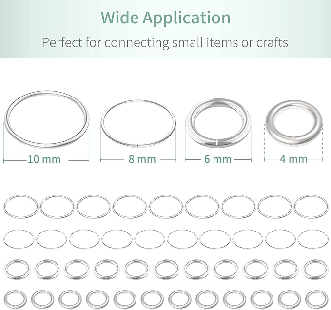 Uniclife 8 mm Silver Jump Rings for Jewelry Making Open Single Loops Mini Ring Connectors for Keychains and Necklace Repair, 1000 Pack