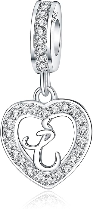 925 Sterling Silver Letter Charms A~Z Alphabet Charm Letter Beads fit Pandora European Bracelets fit Wife Mom Christmas Birthday Gift