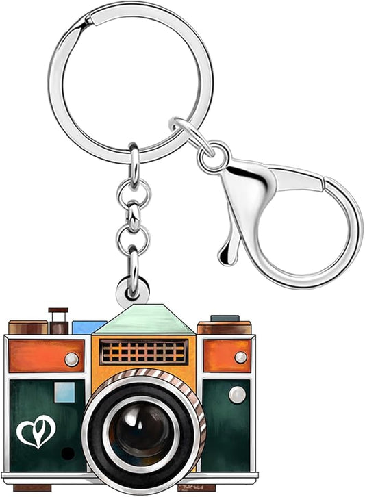 Acrylic Camera Keychain 70s 80s Accessories Nostalgia Photography Gifts for Photographer Women Girls Kids Purse Charms