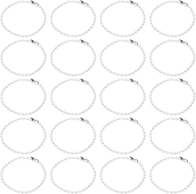 MECCANIXITY 30Pcs 5 Inch Ball Bead Chain, Metal Ball Chain with Connectors for Keychain Hanging Ornament Tag Jewelry Necklace Christmas Decoration,Light Gray