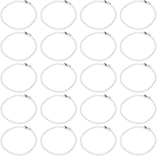 MECCANIXITY 30Pcs 5 Inch Ball Bead Chain, Metal Ball Chain with Connectors for Keychain Hanging Ornament Tag Jewelry Necklace Christmas Decoration,Light Gray