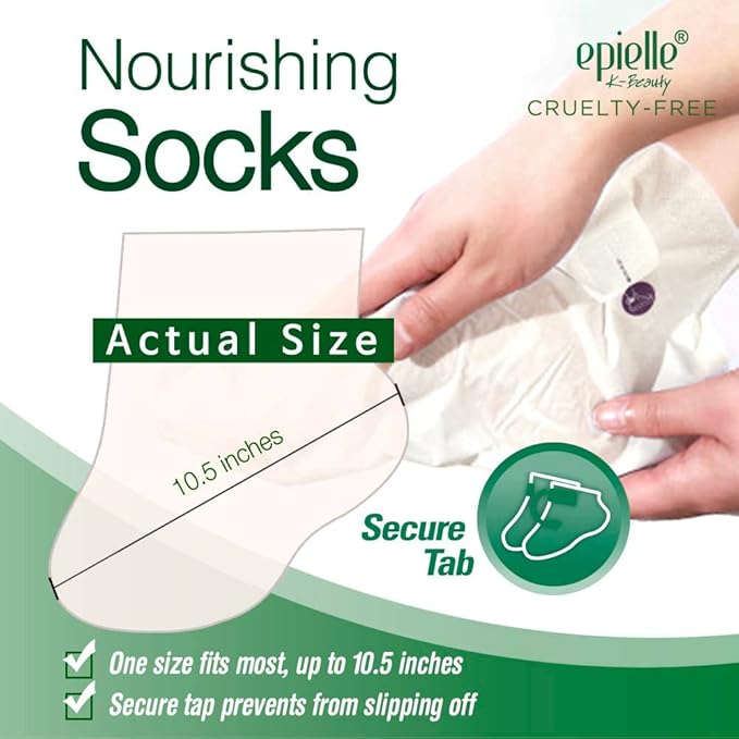 Epielle Nourishing Foot Mask 6 Pairs, Repair and Soften with Hemp & Rosemary Extract, Deep Moisturizing Socks for Dry, Cracked Feet, Self Care Gifts for Women, Spa Kit, Stocking Stuffers