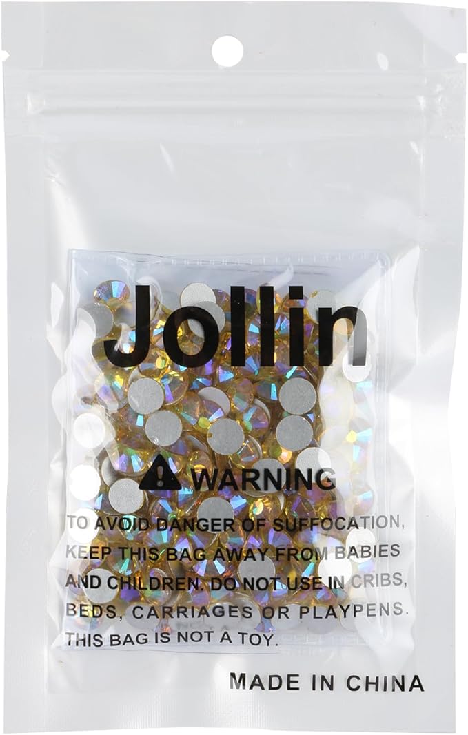Jollin Glue Fix Crystal Flatback Rhinestones Glass Diamantes Gems for Nail Art Crafts Decorations Clothes Shoes 7.2mm (ss34 288pcs, Lemon AB)