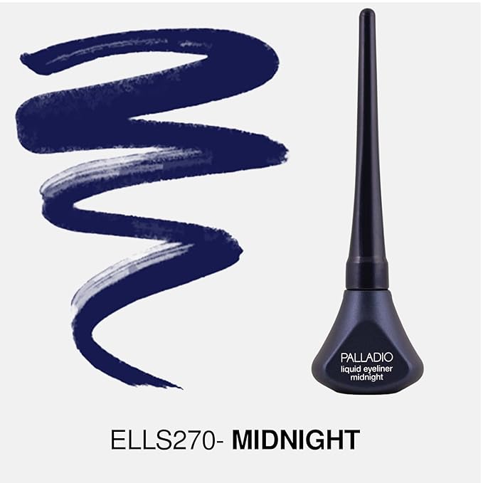 Palladio Liquid Eyeliner, Highly Pigmented and Waterproof Eyeliner, For Intense Eye Definition, Smear-proof Eyeliner Liquid, Includes Easy Grip Wand and Felt Tip Eyeliner Applicator, Midnight