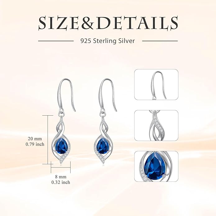 HPQQ Birthstone Earrings for Women 925 Sterling Silver Infinity Love Jewelry Valentines Day Birthday Gifts for Her Mom Wife Girlfriend