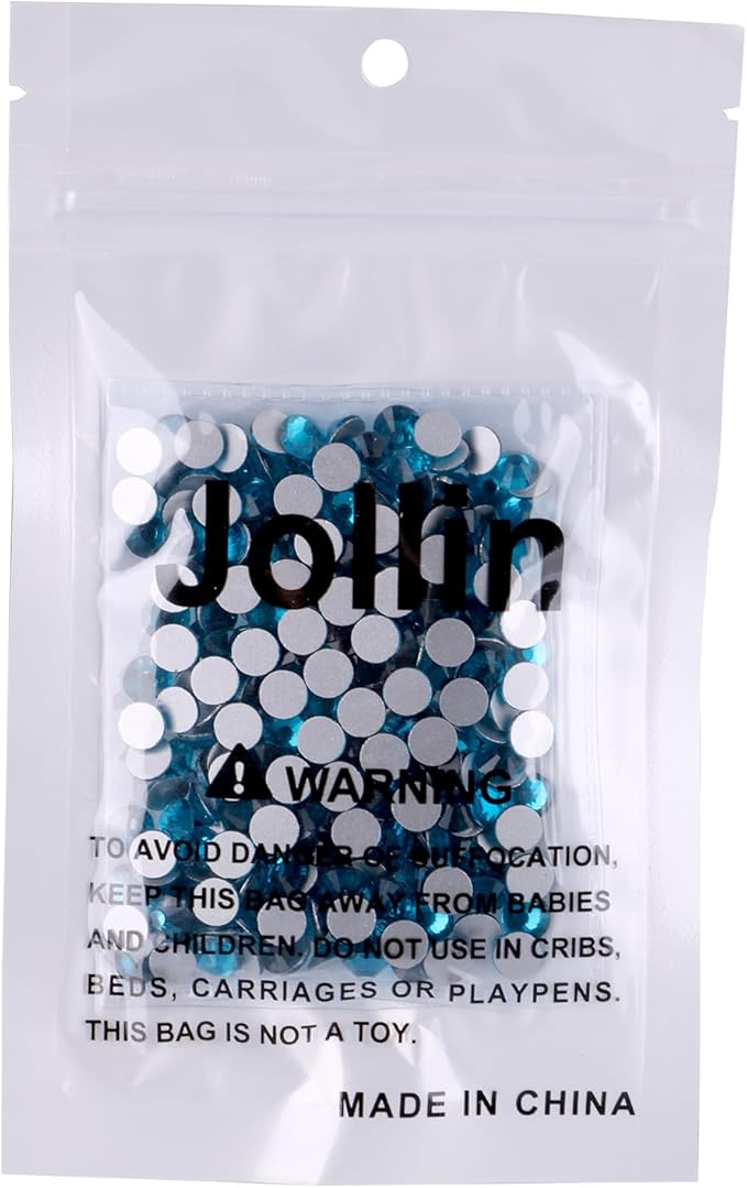 Jollin Glue Fix Crystal Flatback Rhinestones Glass Diamantes Gems for Crafting Nail Art Crafts Decorations Clothes Shoes 6.4mm (ss30 288pcs, Blue Zircon)