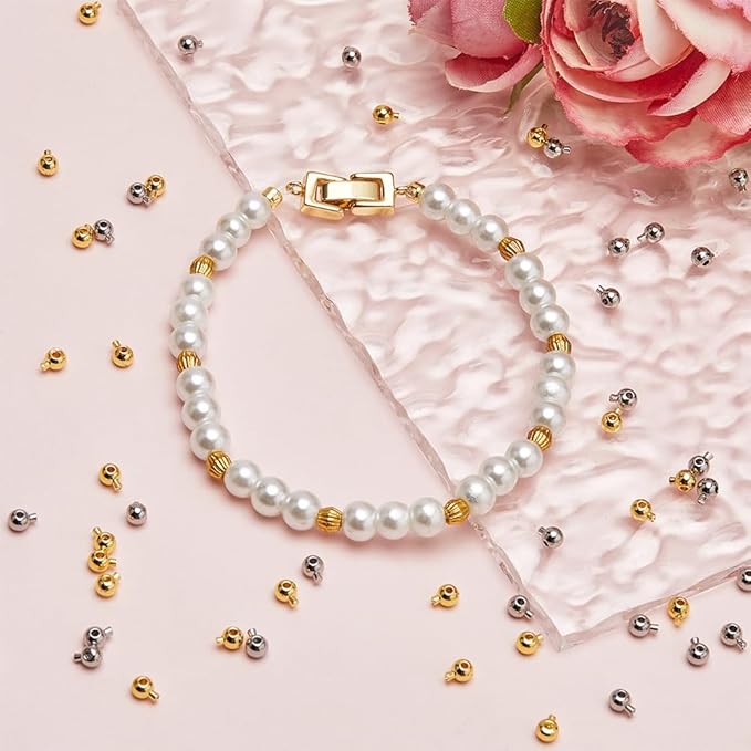 Beebeecraft 100Pcs 18K Gold Plated Brass Crimp Beads Metal Spacer Beads Irregular Shape Spacer Stoppers Beads 3.5x5mm for DIY Necklace Bracelets Making