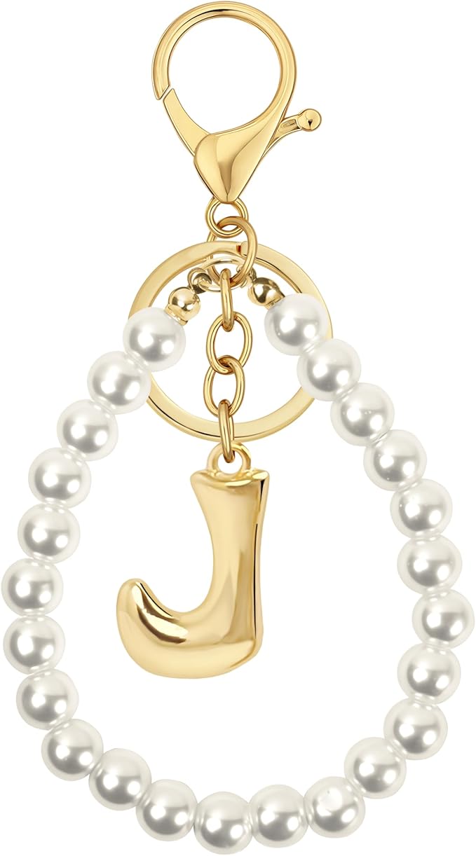 Gold Bubble Heart, Cherry, Bow & More Designs Letter Initial Keychain Bag Charms – Cute Purse Charms for Handbags