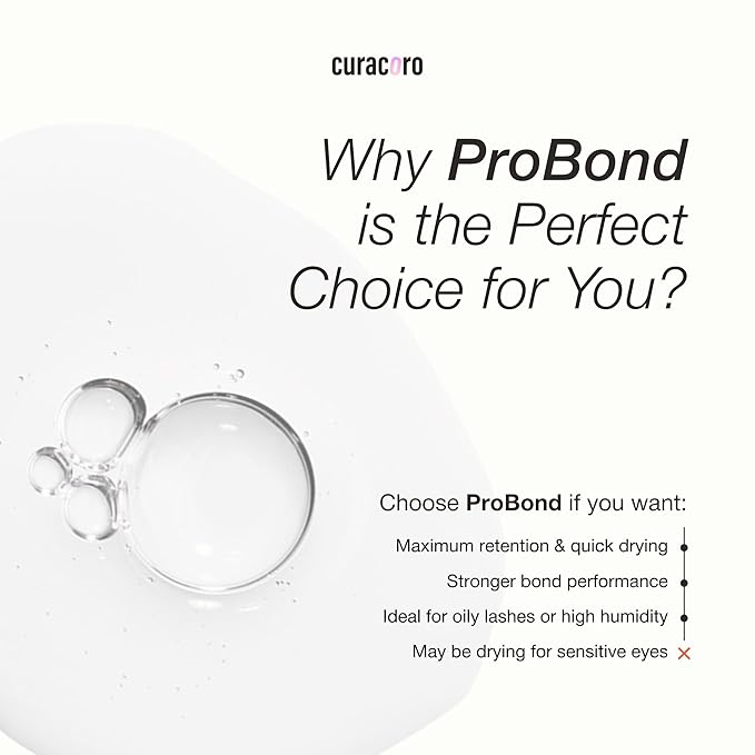 Curacoro ProBond - Lash Bonder for Lash Extensions, Fast-Curing Glue Sealer for Oily Lashes & Humid Environments, Longer Retention & Reduced Irritation (15ml)