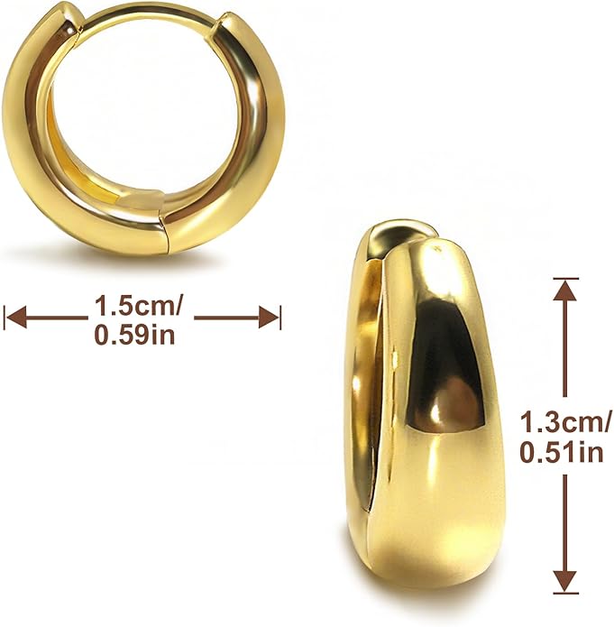 Gold Earrings for Women Trendy, Chunky Gold Huggie Stud Hoop Hypoallergenic Earrings, Jewelry Gifts for Best Friend