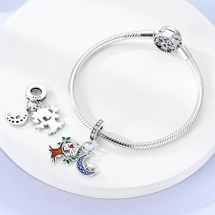 NARMO Charms for Bracelets 925 Sterling Silver Star Dangle Charms Car Keys Lipstick Dangle Charm Beads for Women Bracelets Necklace