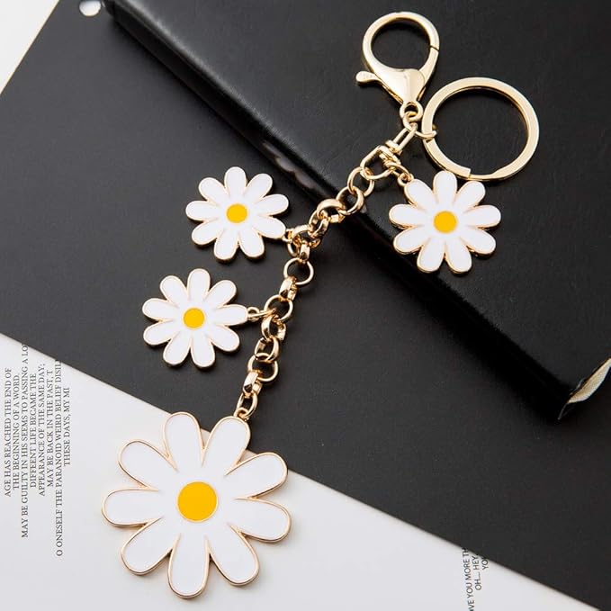 Women's Flower Bag Charms Enameled Keychain Purse Accessories