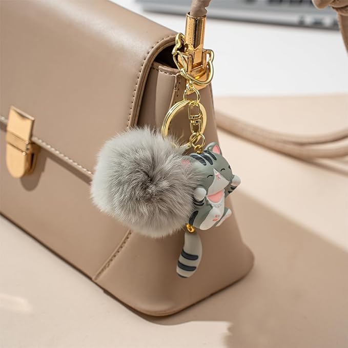 Cat Keychain bag charms for handbags Cute Keychains for Women Kawaii Cat Backpacks Accessories cat plush keychain