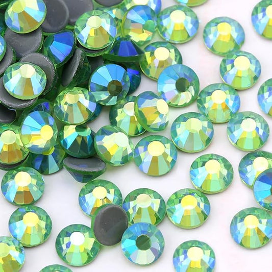 Hot Fix Crystal Flatback Rhinestones Glass Diamantes Gems 6.4mm(30ss 288pcs, Light Green AB)