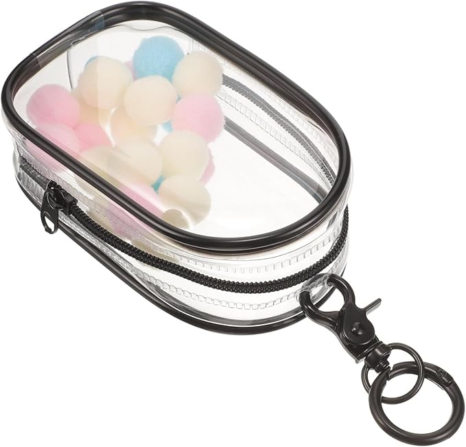 Toyvian Clear Figure Display Bag with Keychain, Portable Dustproof Mini Doll Pouch Carrying Case, Hanging Blinds Box Organizer Keychain Pouch Charms for Collectibles