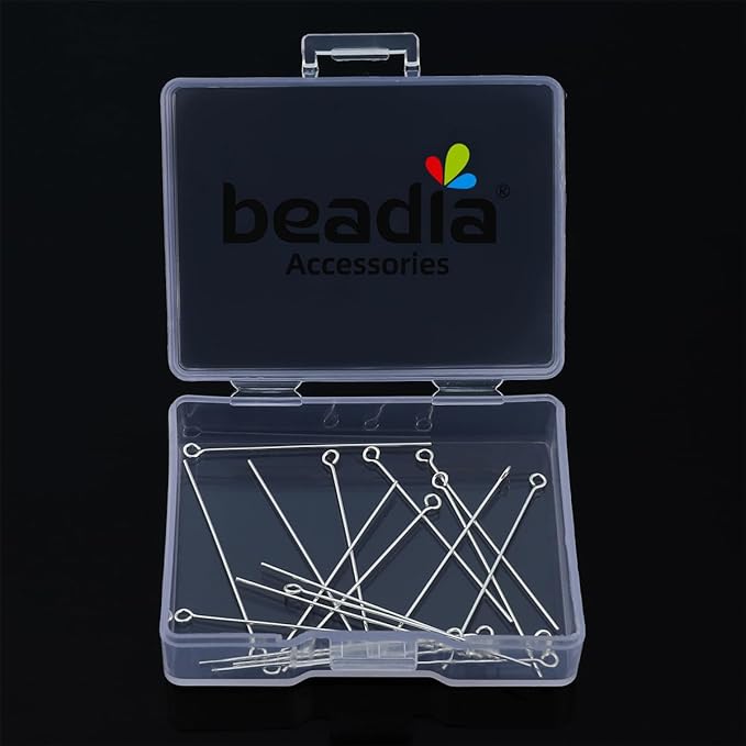 925 Sterling Silver Open Eye Pins 0.5x35mm 20pcs for Jewelry Making Findings