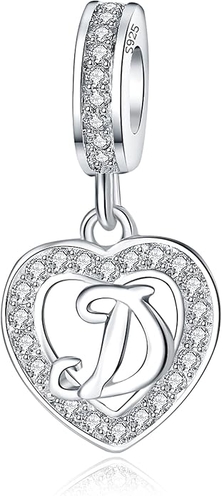 925 Sterling Silver Letter Charms A~Z Alphabet Charm Letter Beads fit Pandora European Bracelets fit Wife Mom Christmas Birthday Gift