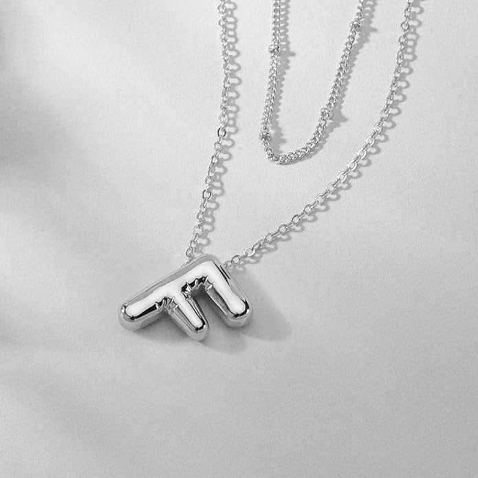 PANSHI Gold Initial Necklaces Gifts for Teen Girls Women Girlfriend Teen Girl Gifts Trendy Stuff Layered Bubble Letter Necklace Gold Jewelry Birthday Gift
