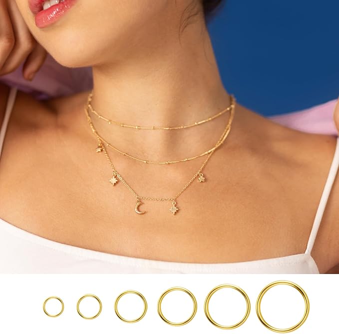 1000pcs Open Jump Rings, Metal O-Ring Plated Round Ring Connectors 6 Sizes Gold Open Jump Rings for Choker Necklace Keychains Bracelet Chain, DIY Making Jewelry Making Findings and Repair