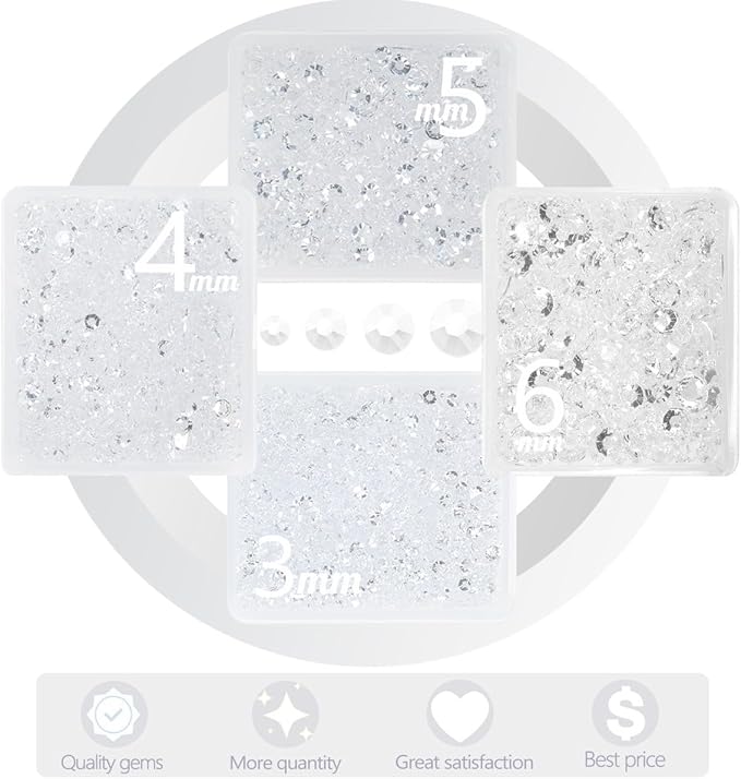 3mm 4mm 5mm 6mm Transparent Resin Rhinestones w B7000 Jewelry Glue for Bedazzling Crafting Clear Flatback Jelly Rhinestones Bulk Stones Diamonds Gems for Nails Face Eyes Makeup Tumblers Crafts