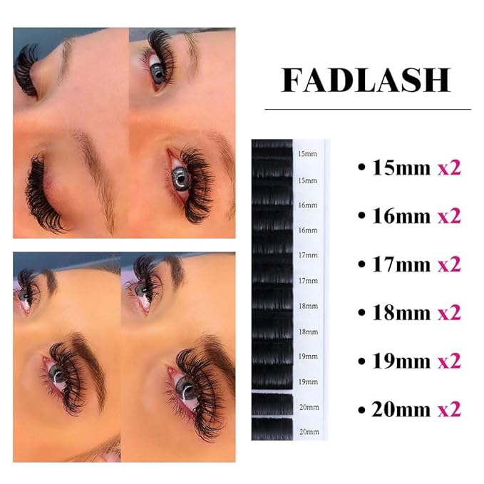 FADLASH Easy Fan Lash Extensions Volume Eyelash Extensions Mixed Tray 3D 4D 5D 6D 7D 10D Lash Extensions 0.07 Soft Self Fanning Volume Lashes Supplies Blooming Lashes (0.07-D, Mix 15-20mm)