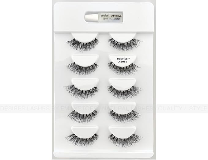 DESIRES LASHES Multipack Demi Wispies Fake Eyelashes 5Pairs Per Kits, 01 Monday