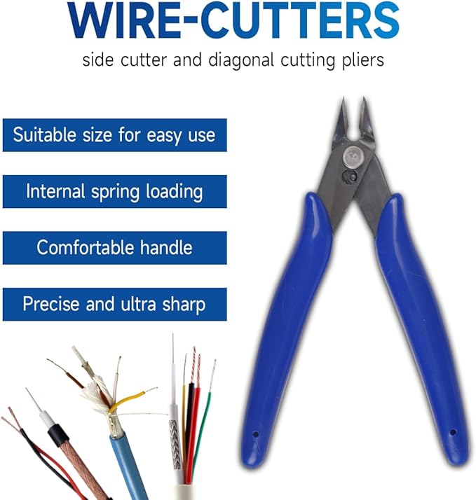 10-Pack Flush Cutters Bulk Set - Precision Angled Wire Snips for Small Teams | 5" High Carbon Steel Cutters with Spring & Anti-Rust Sleeves
