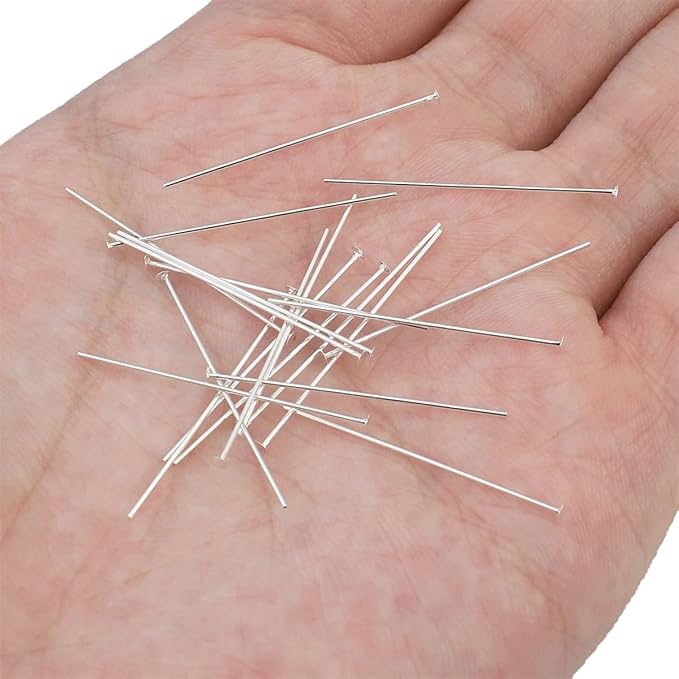 925 Sterling Silver Flat Head Pins 0.5x30mm 20pcs for Jewelry Making Findings