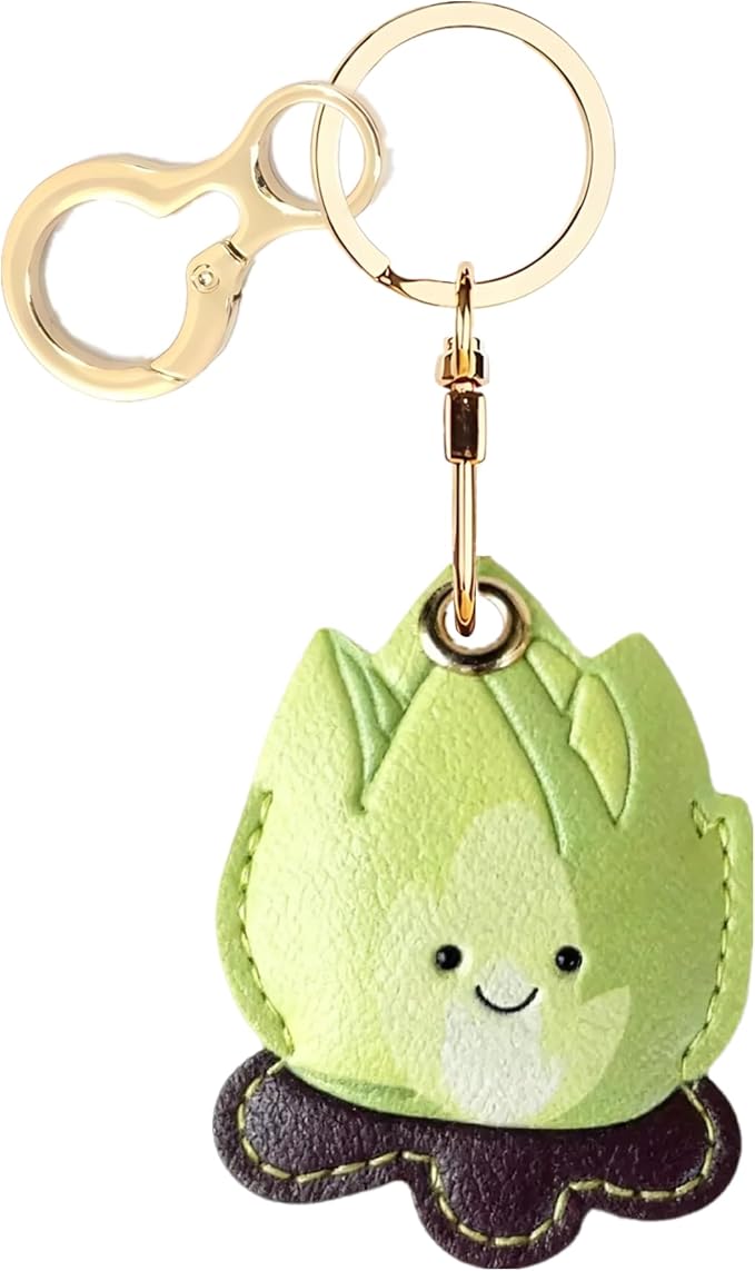 Leather Keychain Holder Case Compatible with AirTag,Cute Protective Cover with Keyring,Anti-Scratch Finder GPS Tracker Case for Wallet Keys,Bag,Pets(Bonfire Green)
